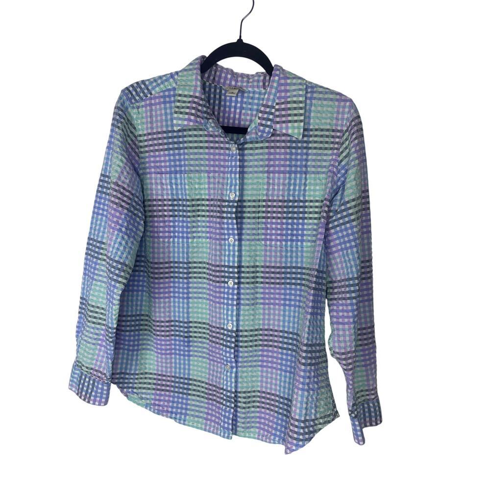 Vintage-Inspired L.L. Bean Pastel Plaid Cotton Shirt L Grandmacore